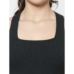 Kalt Square Neck Sleeveless Ribbed Cotton Fitted Top image 5