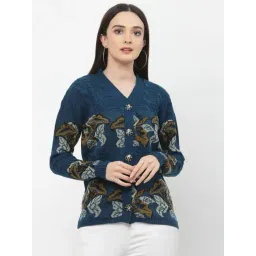 Kalt Teal Printed Cardigan-picture-36