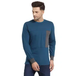 Kalt Teal Regular Fit Colour Block SweatShirt-picture-46