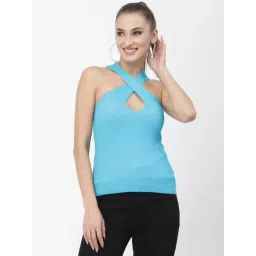Kalt Turquoise Self Design Tank Top-picture-30