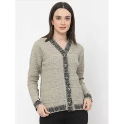 Kalt V-Neck Acrylic Cable Knit Cardigan-picture-39