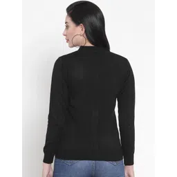 Kalt Women Black Solid Cardigan Sweater image 3