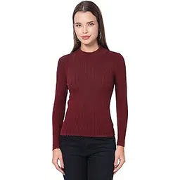kalt Women Full Sleeves High Neck Ribbed Knitted Sweater-picture-33