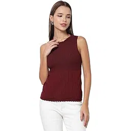 kalt Women Sleeveless Round Neck Knitted Ribbed Top-picture-34
