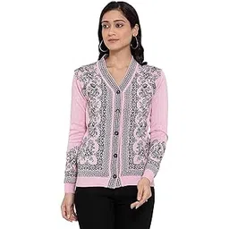 kalt Women's Full Sleeves Cotton Cardigan Sweater(Pink Melange)-picture-36