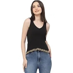 kalt Womens Knitted, Ribbed Cotton Fitted Sleeveless V-Neck Cami Tank Top for Women Stylish-picture-54