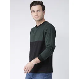 kalt Men Solid Round Neck Cotton Blend Dark Green T-Shirt image 5