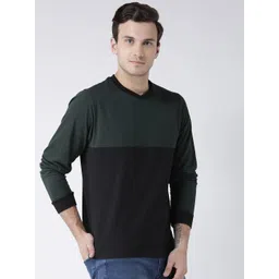 kalt Men Solid Round Neck Cotton Blend Dark Green T-Shirt image 3