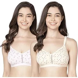 kalyani LM9800 Elegant Front Double Layered Cups Non Padded Seamless Printed Bras | Pack of 2-picture-21