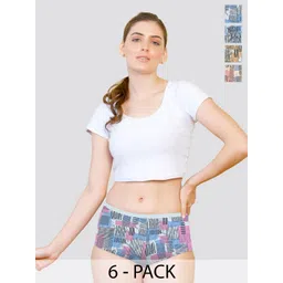 Kalyani Pack Of 6 Printed Cotton Soft & Breathable Mid-Rise Boy Shorts Briefs 5511P6V023S-picture-14