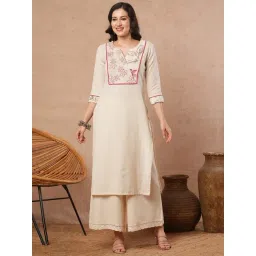 Kami Kubi Beige Cotton Floral Kurti-picture-28