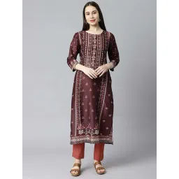 Kami Kubi Brown Printed Straight Kurta-picture-24