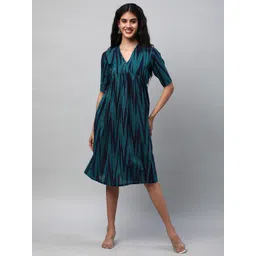 KAMI KUBI Geometric Printed Cotton A-Line Midi Dress With Pocket-picture-14