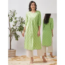 Kami Kubi Green Cotton Floral Kurti-picture-48