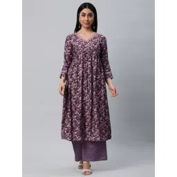 Kami Kubi Purple Floral Print A Line Kurta-picture-15