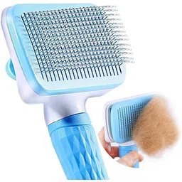 kamini enterprise Pet Grooming & Cleaning Slicker Brush Self Cleaning Hair Brush For Dogs Cats Shedding Brush Comb With Handle, Dog Hair Brush For German Shepherd Labrador Rottweiler Golden Retriever (1ps/Multicolour) Slicker Brushes forDog & Cat-picture-2