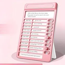 kamini enterprise Portable Self-Discipline Chores Chart - Daily Checklist Board With 15 Pcs Blank Paper Sliding Morning Routine | Planning Boards Reminder for Home School Office (1ps/Pink)-picture-3