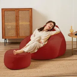 kam's lieu 4XL Bean Bag with Footrest | Ready To Use Faux Leather Teardrop Bean Bag With Bean Filling-picture-21