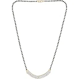 Elegant Gold Plated Necklace with Sparkling Cubic Zirconia Stones Brass Mangalsutra-image-5