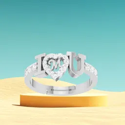 Kanak Jewels ILU M Letter Rings Silver Gold Adjustable Valentine Latest American Diamond Freesize Adjustable Fancy Ring Love Heart Initial Alphabet Rings for Girls Couple Girlfriend Women Ring Finger ring Brass Cubic Zirconia Silver Plated Ring-picture-16