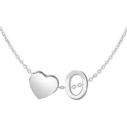 kanak jewels Lovely Alphabet 'O' & Tiny Heart Locket Chain Double Pendant Initial Letter n Cute Heart Chain Necklace for girls women men boys girlfriend Jewellery Silver-plated Brass Pendant-picture-47