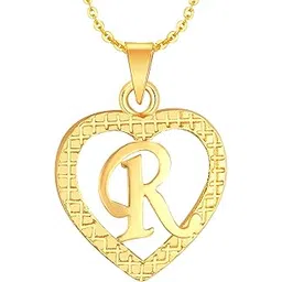 kanak jewels Stylish Jewellery 'R' Letter Heart Pendants for Girls Women Men Unisex Locket Alphabet Pendant with Chain in Crystal Jewellery Set for Women Gold plated Pendant-picture-48