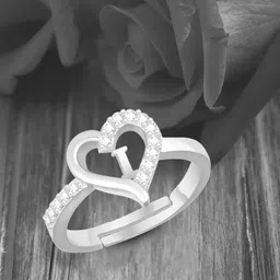 kanak jewels Valentine Gift Initial Letter I ring for Girls stylish design Silver plated ring Brass Cubic Zirconia Silver Plated Ring-picture-14