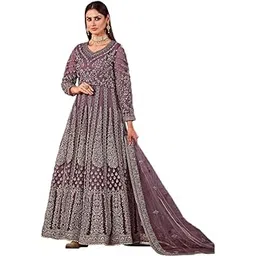 kanakfab Women's Net Semi-Stitched Pakistani Suit For Wedding (SF171616 Purple Free Size)-picture-47