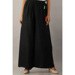 kanchuk Women Flared Black Viscose Rayon Trousers-picture-18