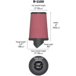 K&n R-1100 Universal Rubber Bike Filter image 1