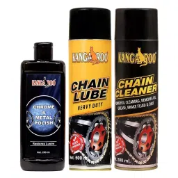 Kangaroo 500 ml Each Lube And Chain Cleaner Spray with 200 ml Chorme Metal Polish (Pack of 3)-picture-20