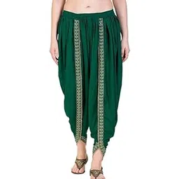 kanna fabric Women & Girls Cotton Rayon Solid Full Length Lace Loose Fit Plain Dhoti Pant and Salwar Patiala-Free Size-Green-picture-34