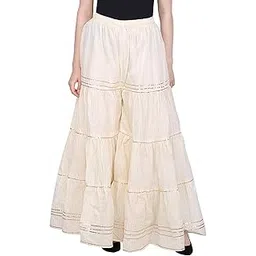 kanna fabric Women's Rayon Regular Fit Sharara Pants (Pack Of 2)(G-17_Off White_X-Large)-picture-24