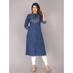 KANNAHI Women Floral Printed Pure Cotton A-Line Kurta-picture-26