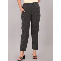KANNAHI Women Mid-Rise Striped Pure Cotton Trouser-picture-19