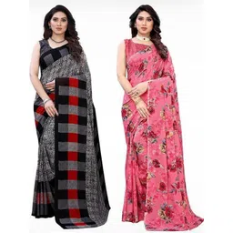 KANOODA Pack of 2 Floral Printed Pure Georgette Saree-picture-21