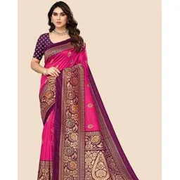 kanooda prints Women Floral Print Saree with Contrast Border-picture-19
