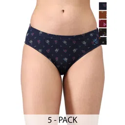 KANSAL Women Pack Of 5 Printed Combed Cotton Hipster-picture-17