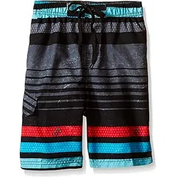kanu surf Big Boys' Echo Stripe Swim Trunk, Black, Medium (10/12)-picture-11