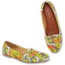 kanvas Printed Loafers for Women - Comfortable Casual Slip On Shoes - Raw Silk - Stylish Fashion Moccasins for Casual Wear - Lightweight - Pattachitra Art Designed Footwear-picture-38