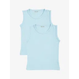 Kanvin Boys Pack Of 2 Blue Ribbed Thermal Vests-picture-52