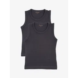 Kanvin Boys Pack of 2 Charcoal Grey Ribbed Thermal Vests-picture-34