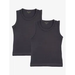 Kanvin Boys Pack Of 2 Charcoal Grey Ribbed Thermal Vests-picture-31