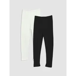 Kanvin Girls Pack Of 2 White and Black Thermal Bottoms-picture-56