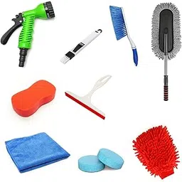 Kanya Car Cleaning Accessories Full Interior and Exterior Combo kit Pack (Microfiber Duster,Cloth 300GSM 40x40Cm,Water Spray Gun,Ac Brush,2Pcs Magic Tablet,Hand Gloves,Brush,Sponge,Wiper) - Pack of 9-picture-17