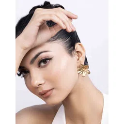 KAORI BY SHREYA AGARWAL Gold-Plated Stainless Steel Contemporary Chunky Flower Studs-picture-45