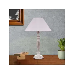 kapoor lamp shades Kapoor E Illuminations White Wooden Table Lamp - Set of 1-picture-30