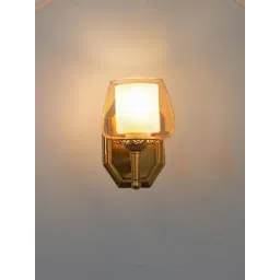 Kapoor Lamp Shades Morvah Single Light Wall Fitting In Brass Finish Metal With Amber Glass-picture-20