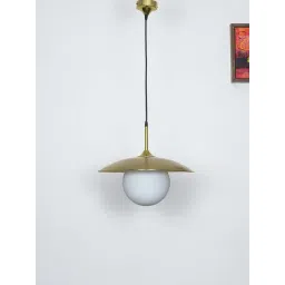 Kapoor Lamp Shades Siren Single Glass Pendant Light Frosted White & Shine Brass-picture-14