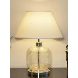 Kapoor Lamp Shades Transparent & White Glass Demarius Finish Table Lamp-picture-15